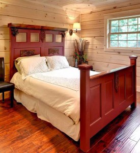 The Red Bed designed by Monica's sister for their Confederation Log Home, The Homestead.