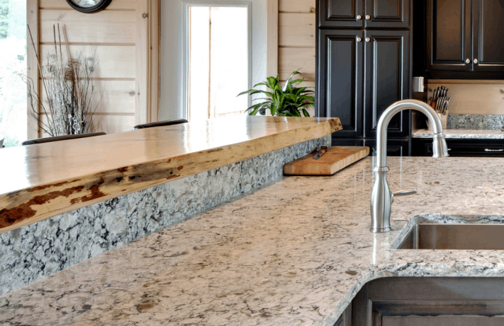 Example of live edge breakfast bar. Model: The Ellwood