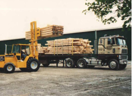 Loading lumber on truck